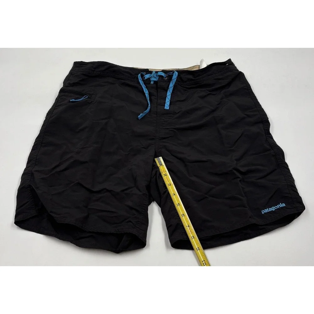 Patagonia Men's 36 Black Board Swim Trunks Nylon Fish Print Lining‎ Shorts